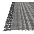Square Rug With Striped Pattern In Gray Tones And Fringed Edges 3d model