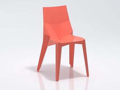 Orange Modern Minimalist Accent Chair With Geometric Design And Sleek Lines 3d model