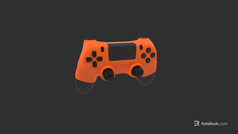 Orange Wireless Game Controller for PC Gaming with Buttons Joysticks and PS Logo Design 3d model 