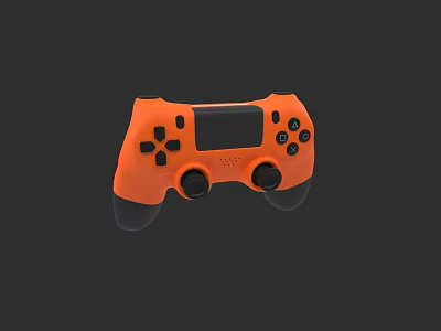Orange Wireless Game Controller for PC Gaming with Buttons Joysticks and PS Logo Design 3d model