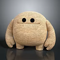 Cute Chubby Burlap Stuffed Doll With Black Round Eyes And Adorable Plush Shape
