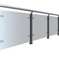 Modern Glass Panel Railing With Stainless Steel Frame And Tempered Glass Design