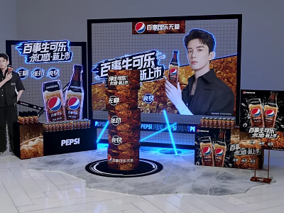 Pepsi Interactive Zone Event Scene With Spokesperson Display Stand And Big Screen 3d model