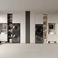 Modern Laundry Room Interior With Washing Machine Dryer Cabinets And Sink