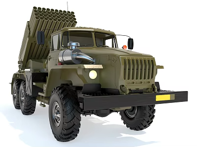Green Military Truck With Multiple Rocket Launcher System Heavy Duty Off Road Vehicle 3d model
