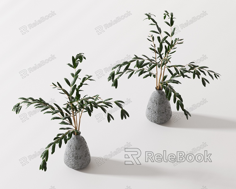 green plant potted plant model