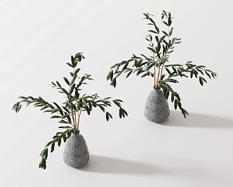 green plant potted plant 3d model