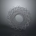 Intricate Circular Wire Sculpture With Symmetrical Lines And Dark Background Reflection 3d model