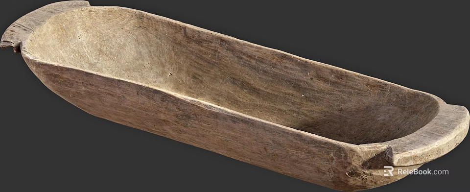 Rustic Handcrafted Wooden Decorative Ornament Set With Natural Grain And Oblong Tray Design 3d model 