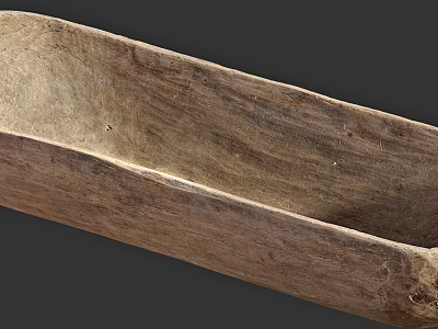 Rustic Handcrafted Wooden Decorative Ornament Set With Natural Grain And Oblong Tray Design 3d model