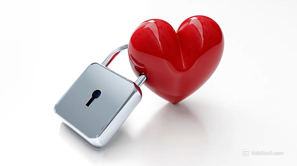 High Quality Commercial Security Padlock With Red Heart Design For Business Use 3d model 