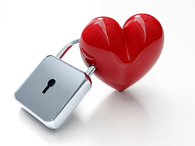 High Quality Commercial Security Padlock With Red Heart Design For Business Use 3d model