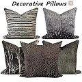 Decorative Throw Pillows With Various Textured Patterns In Neutral Tones For Modern Home 3d model