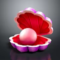 Beautiful Open Pink And Purple Shellfish Shell With Shiny Pearl Inside 3d model