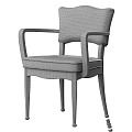Modern Wooden Armchair And Side Chair With Light Gray Fabric Upholstery And Curved Legs