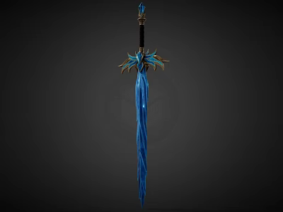 Fantasy Blue Sword With Decorative Hilt And Glowing Blade Design 3d model