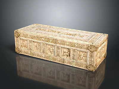 Ornate Carved Household Storage Box With Classic Design And Intricate Decorative Patterns 3d model