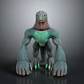 3D Rendered Lizard Like Game Movie Character With Green Skin Muscular Limbs And Green Claws