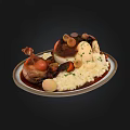 Savory Roasted Chicken Leg with Mashed Potatoes Mushrooms and Carrots