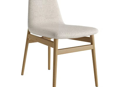 Modern Dining Chair With Wooden Frame And Beige Fabric Upholstered Comfortable Seat 3d model