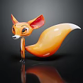 3D Rendered Cartoon Fox Character With Orange Fur Big Ears And Long Tail Standing