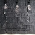 Gray Stone Feature Wall With Irregular Texture And Spotlight Lighting Effects 3d model