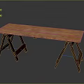 Wooden Folding Table With Rectangular Brown Wood Tabletop And Sturdy Folding Legs 3d model