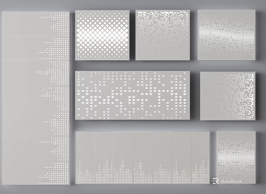 Decorative Building Components With Diverse Dot Patterns And Textured Designs 3d model