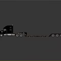 Black Heavy Duty Flatbed Truck With Extended Trailer Bed Multiple Wheels And Shiny Exterior