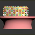 Heart Shaped Cake With Yellow Body And Colorful Heart Decorations On Pink Base