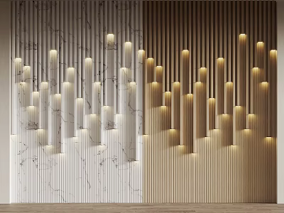 Elegant Modern Background Wall With Striped Design Lighting Effects And Marble Texture 3d model