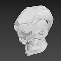 Sci Fi Game Movie Character With Red Green Futuristic Helmet And Yellow Markings