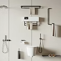 Modern Bathroom Set Interior With Shower Towel Rack Toilet And Accessories