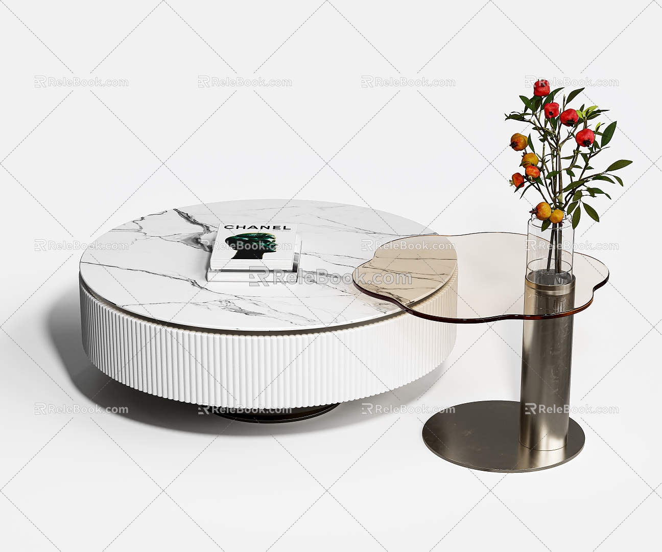 Coffee Table Ornaments Books Vase 3d model