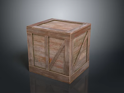 Wooden Cube Shaped Storage Box Furniture With Reinforced Wooden Strips And Natural Grain 3d model