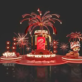 New Year 2025 Photo Spot With Fu Character Fireworks Tiger Doll And Lanterns