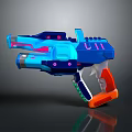 Futuristic Toy Gun With Vibrant Blue Pink And Orange Accents