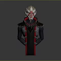 Futuristic Game Movie Character With White Red Helmet And Black Armor Design