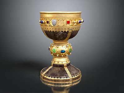 Decorative Ornament Set Featuring Golden Inlaid Gemstones And Elegant Base Design 3d model