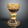 Decorative Ornament Set Featuring Golden Inlaid Gemstones And Elegant Base Design