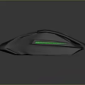 Gray Ergonomic Gaming Mouse With Green LED Lights And Sleek Design 3d model