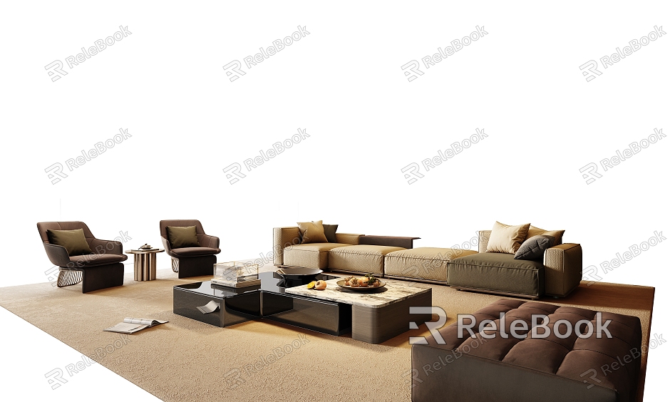 Minotti Miloti Sofa Coffee Table Combination model