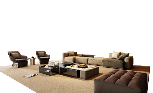 Minotti Miloti Sofa Coffee Table Combination 3d model