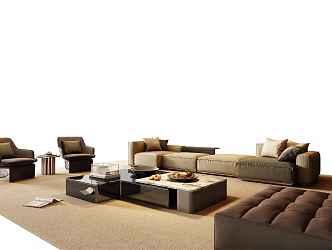 Minotti Miloti Sofa Coffee Table Combination 3d model