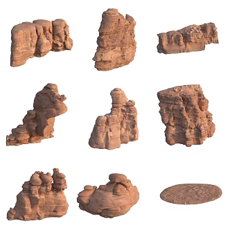 Sandstone Big Stone Wall Boulder 3d model