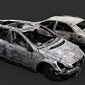 Burned Cars With Severe Damage And Charred Exteriors After Fire Incident