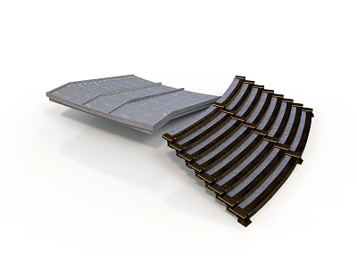 Architectural Roof Tile 3D Model With Curved Dark And Gray Arranged Slabs 3d model