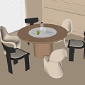 Modern Dining Table and Chair Round Dining Table Single Chair 3d model