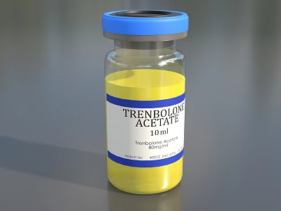 Medical Device Glass Vial With Blue Cap Yellow Liquid 10ml Label 3d model