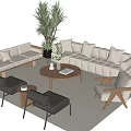 Quiet sofa tea table combination 3d model